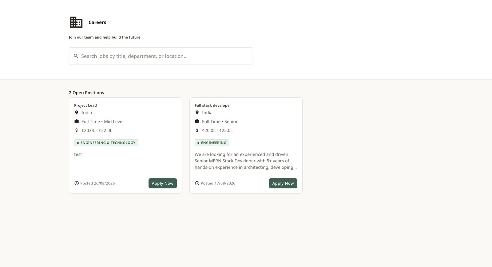 Public careers page — no login required.