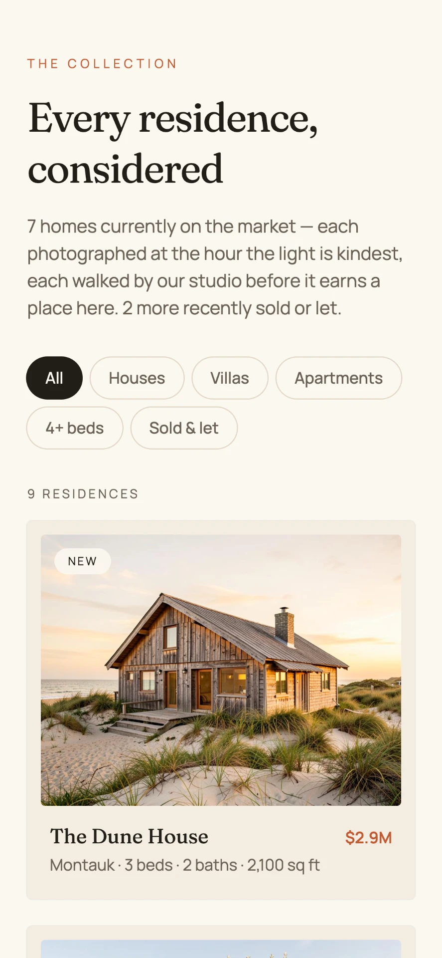 Maison property listings on mobile